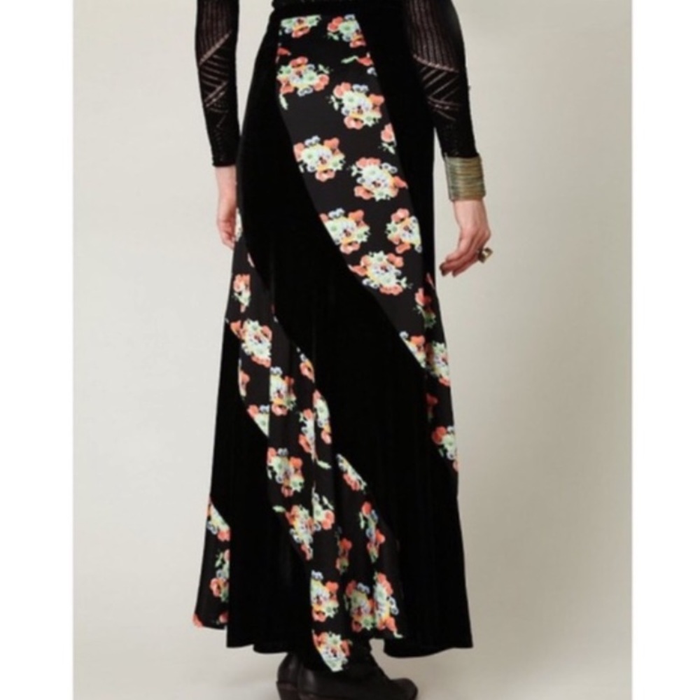 Free People Twisted Velvet Floral Maxi Skirt